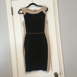 Banana Republic Petite Sheath Dress - Black and Tan, Sz 4P
